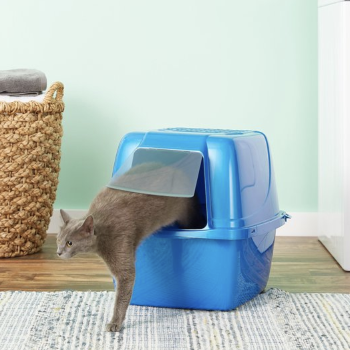 Covered litter boxes handled by cat sitters in Columbus, Ohio.